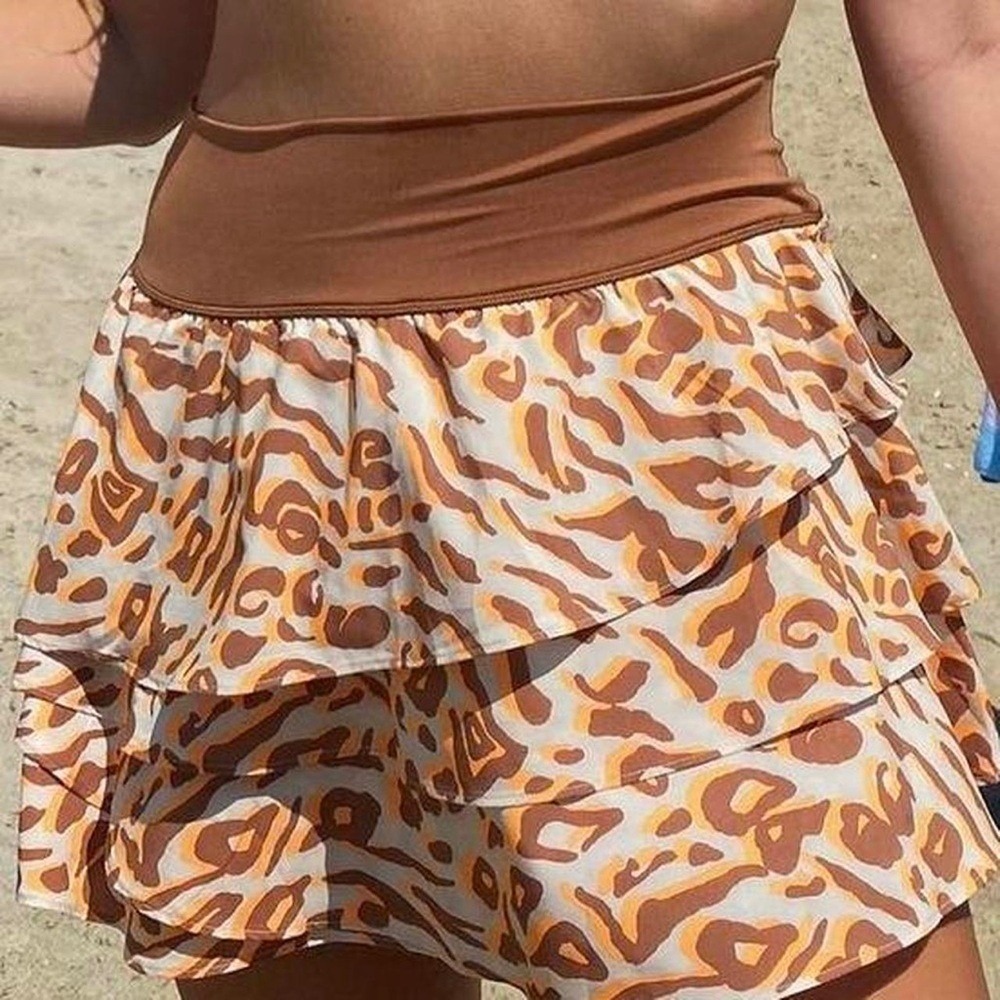 Offline By Aerie Leopard Print Tiered Ruffle Skirt